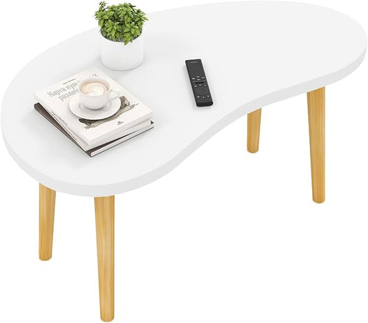 Mango Coffee Table Low Table with 4 Solid Wood Sturdy Legs,Floor Table Desk for Sitting on The Floor,19.7"D x 31.5"W x 16"H Inches,Living Room/Toy room Furniture,Rental house Furniture(White)