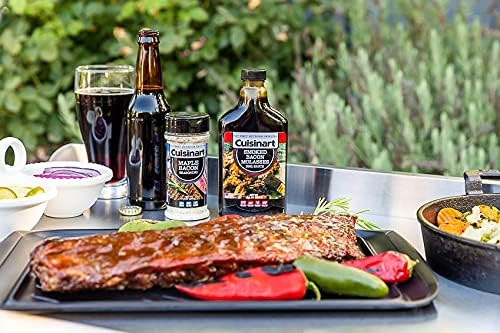 Cuisinart Grilling Prep & Serve Trays, 17x10.5 inch BBQ Tray Safe for Food Handling, 2 Dishwasher Safe Nesting Trays Black & Red, Perfect Grilling Accessories for Cooked & Raw Meat, Fits 6 Burgers