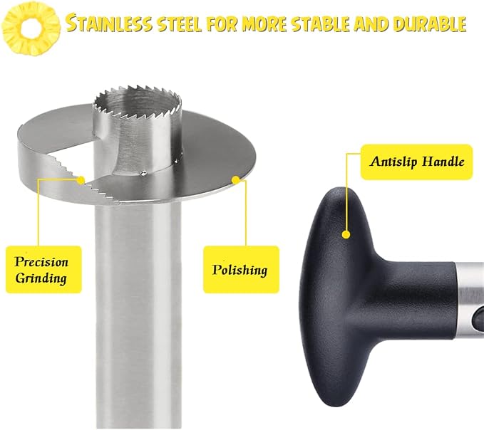 Showvigor Pineapple Corer and Slicer Tool, Stainless Steel Pineapple Core Remover Tool for Home Kitchen with Sharp Blade for Diced Fruit Rings Christmas Gift