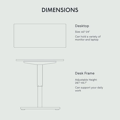 FLEXISPOT EN1 One-Piece Standing Desk with 1-Inch Thick Desktop, 60"x24" Electric Height Adjustable Desk for Home Office & Multi-Device Workstations, Black