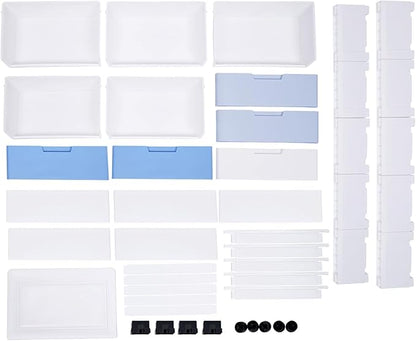Plastic Dresser for Bedroom with 5 Drawers,Stackable Vertical Storage Tower, Small Dresser Chest of Drawers, Mobile Drawer Storage Cabinet with Wheels for Hallway Entryway,Bedroom Furniture (Blue)