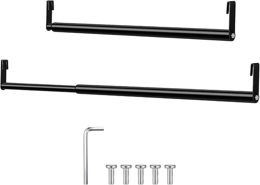 Threehoney Expandable Closet Rod for Wire Shelf Hanging Clothes Adjustable Heavy Duty Closet Hanging Rod Extender Heavy Duty Hanger Bar Metal Poles for Wardrobes Hanger, 1 Pack(24-41 Inch,Black)