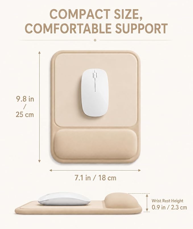 eulps Ergonomic Mouse Pad with Wrist Rest, Gel Mousepad with Soft Wrist Support, Non-Slip PU Base, Smooth Surface Mouse Pad for Wrist Pain Relief, Computer Laptop Office Home & Gaming (Nude Apricot)