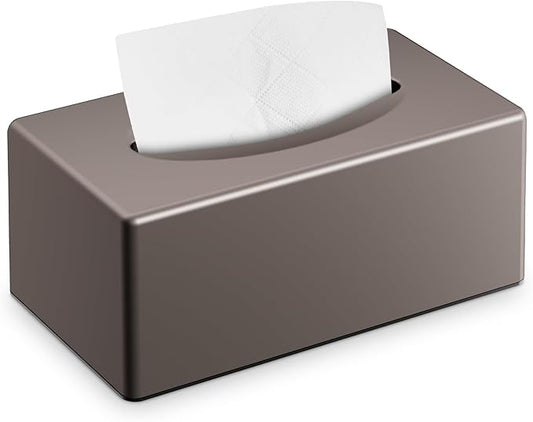 Y-in Hand Tissue Box Cover, Rectangular Facial Tissue Holder with Bottom, Decorative Storage Box for Bathroom Vanity, Toilet Tank, Car, Dressers, Night Stand, Rv, Parlors and Offices - Brown