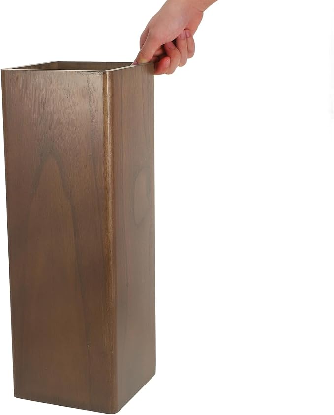 OUNONA Solid Wood Umbrella Stand Elegant Entryway Organizer for Indoor and Outdoor Use Heavy Duty Umbrella Holder for Lobbies Dark Walnut