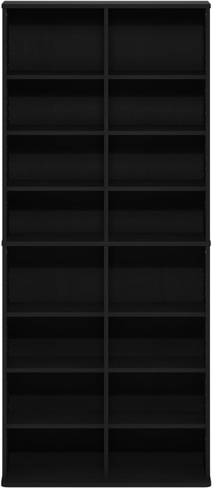 Furinno Jaya DVD Shelf, 16-Shelf Wide CD Rack, Media Shelf with Adjustable Shelves, 8 x 2 DVD Storage Cabinets for CD Blueray Game Disc, Easy Assembly, for Living Room, Home Office, Americano