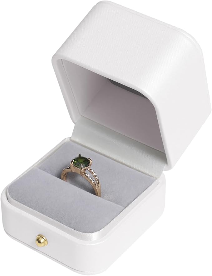 Velvet Ring Gift Box, Small Jewelry Earring Studs Holder Case for Wedding Day, Proposal, Engagement, Anniversary, Ring Display Storage Box for Women Girl (White S)
