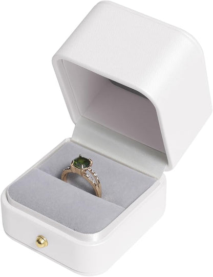 Velvet Ring Gift Box, Small Jewelry Earring Studs Holder Case for Wedding Day, Proposal, Engagement, Anniversary, Ring Display Storage Box for Women Girl (White S)