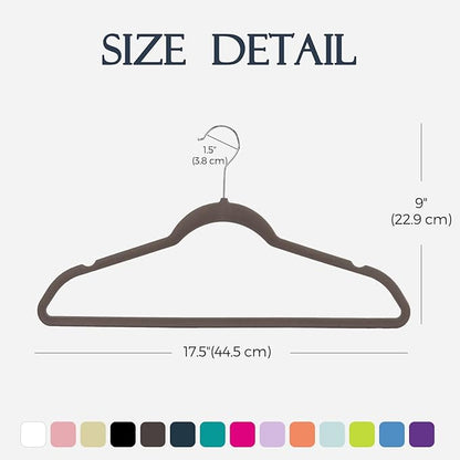 HOUSE DAY Taupe Velvet Hangers 60 Pack, Non Slip Clothes Felt Hanger Heavy Duty for Coat, Premium Slim Space Saving Suit Hangers for Closet Organizer, 360° Rotating Silver Hook