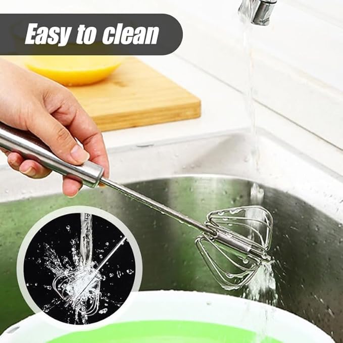 2025 New Stainless Steel Semi-Automatic Whisk with Cleaning Cloth, Wisking Tool Stainless, Multifunctional Egg Beater for Cooking Kitchen Household Eggs Milk Hand Whisk Mixer (A1-Old Style 10in)
