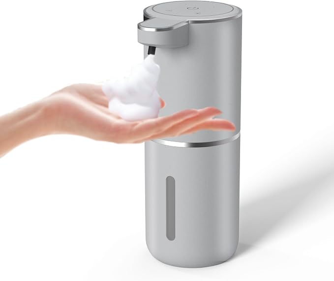 Automatic Soap Dispenser – Touchless Foaming Soap Dispenser 400ml USB Rechargeable Dispenser Electric Wall Mounted 4levels Adjustable Foam Soap Dispenser Pump for Bathroom Kitchen(Silver)