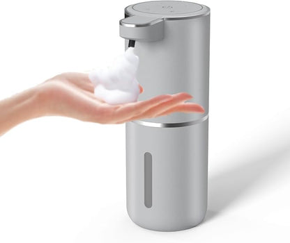 Automatic Soap Dispenser – Touchless Foaming Soap Dispenser 400ml USB Rechargeable Dispenser Electric Wall Mounted 4levels Adjustable Foam Soap Dispenser Pump for Bathroom Kitchen(Silver)