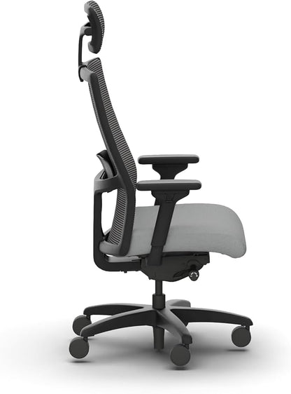 HON Ignition 2.0 Big and Tall Office Chair with Headrest, 450lbs Weight Capacity, Extra Wide Seat, Tilt Recline, Swivel Wheels, Heavy Duty Office Chair, Comfortable for Long Hours, Black Frame, Ash