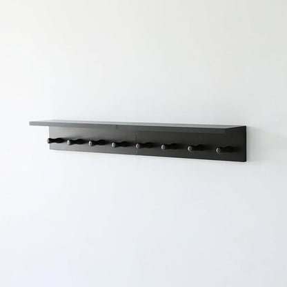 Entrance Coat Rack ，Coat Hooks, Wall-Mounted Wooden Hook Rack, Wall-Mounted Shelves are Very Suitable (Black Color Finish—A-2)