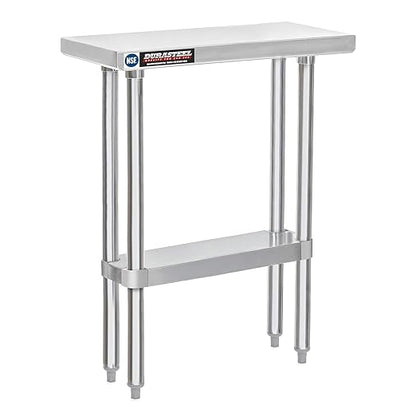DuraSteel 30x12 Stainless Steel Work Table - NSF Commercial Prep Metal Table - Outdoor Pizza Oven Stand w/Under Shelf - Kitchen Island Laundry Utility Garage Microwave Stand Large Rolling Storage Cart