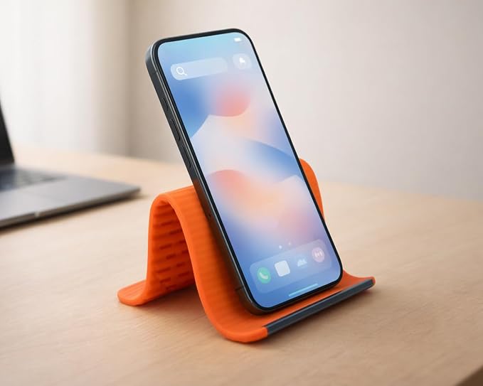 Silicone Phone Holder Flexible Aluminum Bendable Phone Holder Silicone Phone Stand for Desk Travel Treadmill Travel Phone Stand for Plane(Orange)