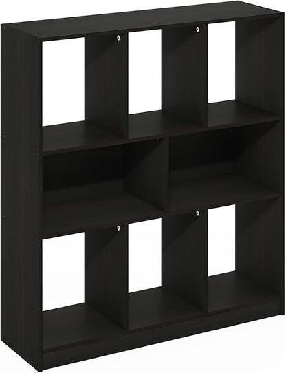 Furinno DALY Book Shelf, 8-Cube Bookshelf, Horizontal Cube Storage Organizer Bookcase, 10.9 x 35.4 x 39.4, for Living Room, Bedroom, Home Office, Espresso
