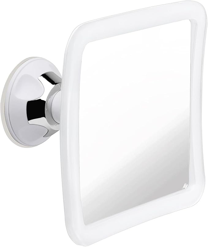 MIRRORVANA Fogless Shower Mirror with 360° Suction Cup - Anti Fog & Mist Free Shatterproof Shaving Mirror for Bathroom - 16cm x 16cm (Pure White)