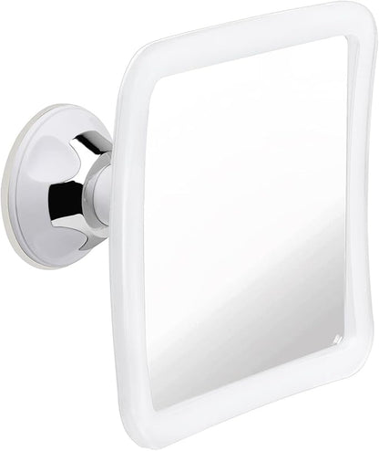 MIRRORVANA Fogless Shower Mirror with 360° Suction Cup - Anti Fog & Mist Free Shatterproof Shaving Mirror for Bathroom - 16cm x 16cm (Pure White)