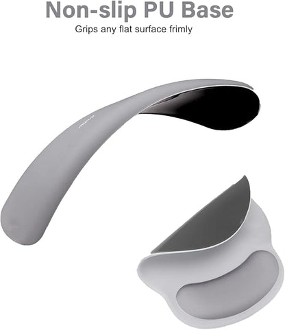 MOSISO Wrist Rest Support for Mouse Pad&Keyboard Set, Circle Curved Ergonomic Mousepad&Coaster Non-Slip Base Home/Office Pain Relief&Easy Typing Pad with Soft Cloth&Silicone Lining, Gray