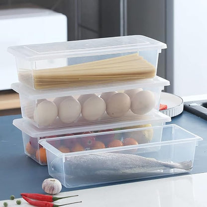 SOUJOY 6 Pack Produce Saver Container, 1.5L Food Storage Containers for Fridge with Lid, Stackable Fruits Storage Keeper with Removable Drain Plate for Vegetables, Meat, Fish Fresh and Dry