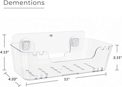 Bathtub Toy Storage – Clear Bath Toy Holder with Drainage Holes, Wall-Mounted No-Drill Organizer for Kids’ Tub Toys