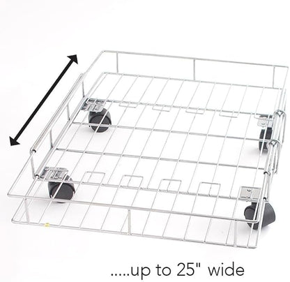 MSR Imports Expandable Rolling Metal Storage Basket-Home and Kitchen Storage Solution,Silver