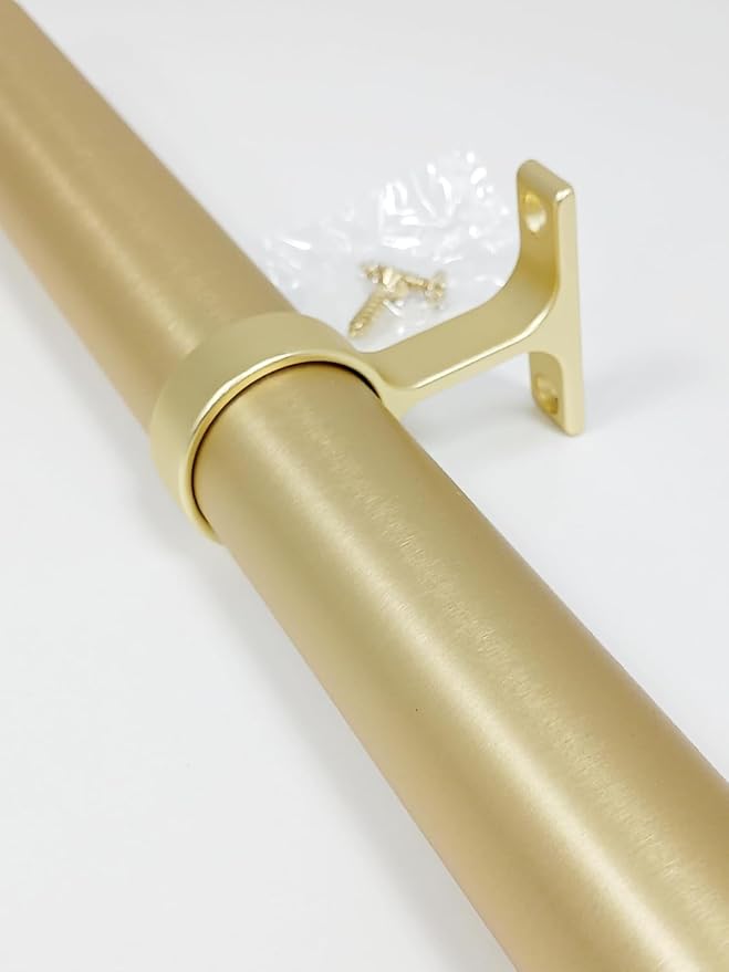 6-Case Pack 8 Feet Long Round 1-5/16" Diameter Wardrobe Closet Tubing Rods Application Clothes Hanging - 96 Inch Length Matte Brass