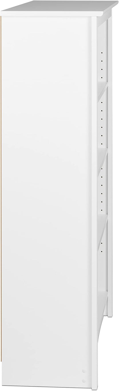 Prepac Sonoma 4-Tier Bookcase 48"H with 3 Adjustable Shelves, White Storage Cabinet, Modern Display Cabinet, Bookshelf with Storage Shelves for Home Office, Living Room Organizer