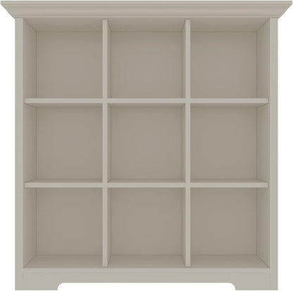 Wooden Cube Shelf Bookcase - Modern 3 Tiers Floorstanding Open Bookshelf with Base for Home and Office, 9 Cubes Storage Cabinet, Warm White