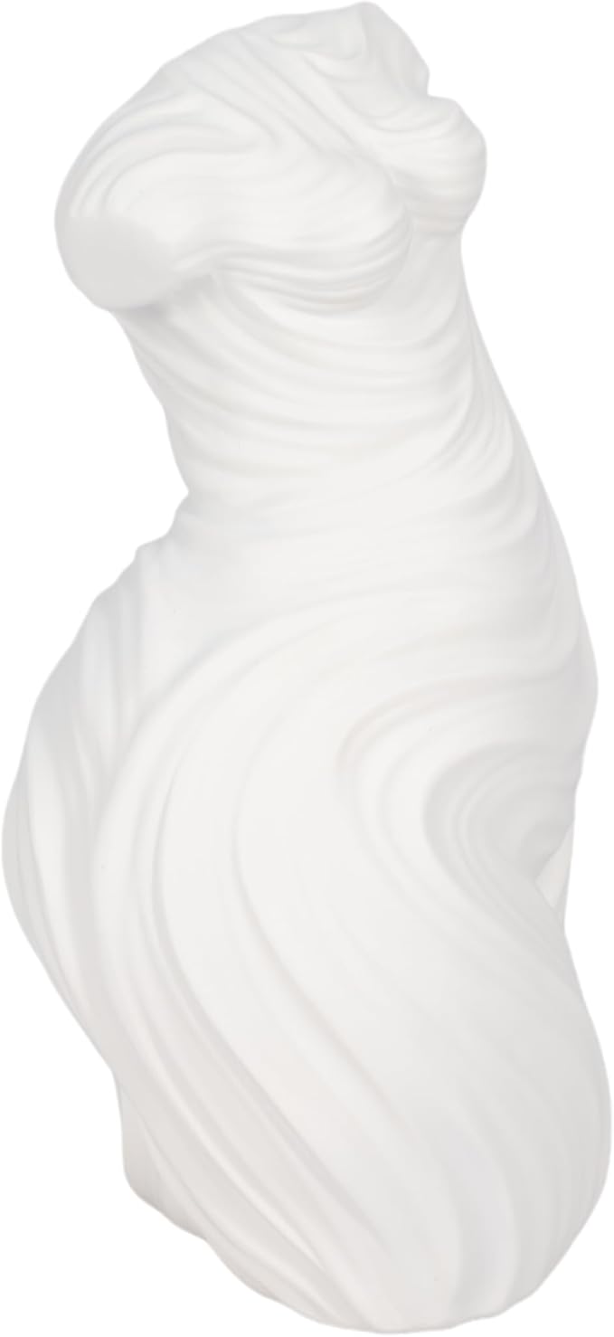 Decorative Home and Office Statue – Polyresin Ribbed Torso Sculpture for Living Room, Bathroom, or Coffee Table Decor – Timeless Shelf Ornament Blending Artistic Beauty and Modern Style – 11" White