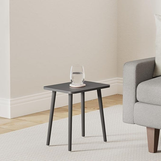 FORAOFUR Side Table, Modern Accent End Table with Wooden Legs, Easy to Assemble Mini Living Room Table for Sofa Bedroom, Minimalist Black Furniture for Small Apartments and Limited Spaces