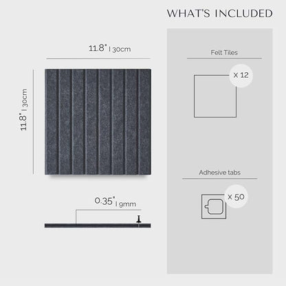 Large Bulletin Board 48x36 - Office Wall Organizer, Replace Your Old Cork Boards for Walls for Office Decor -12-Pack Felt Wall Panels to Use in Home Office Decor, Classroom Decor (Moonstone)