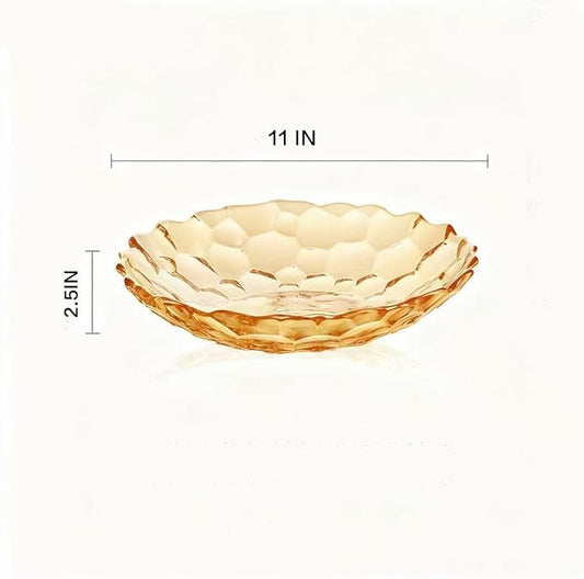 Coafiy 2 Pack Glass Fruit Bowl, Fruit Basket Holder, Crystal Fruit Bowl, Dessert Plate,Decorative Pedestal Bowl,for Table Décor for Home,Office, Wedding Decor, Fruit, Snack, Dessert(Large,Amber)