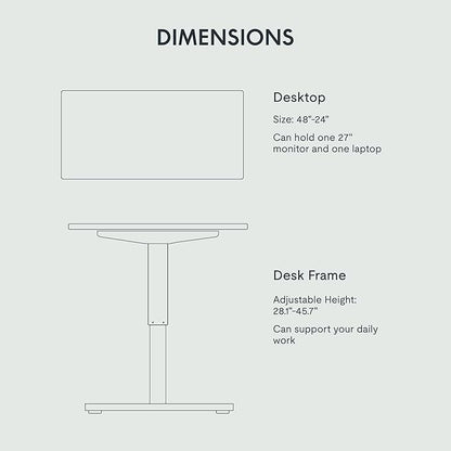 FLEXISPOT EN1 One-Piece Standing Desk with 1-Inch Thick Seamless Desktop, 48"x24" Electric Height Adjustable Desk for Home Office, Multi-Monitor Setups & Easy Assembly, Black