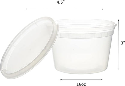 [240 Set - 16 oz.] Plastic Deli Food Storage Containers With Lids, Disposable togo containers for soup, Meal Prep, Slime | BPA Free | Stackable | Leakproof | Microwave | Dishwasher | Freezer Safe