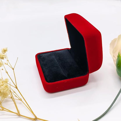 GBYAN 2 Pieces Velvet Ring Box, Jewelry Display Gift Box, Ring Case for Proposal,Engagement, Wedding,Red