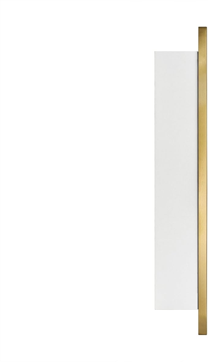TEHOME 20'' x 30'' Brushed Gold Recessed and Surface Mount Bathroom Medicine Cabinet with Mirror Brushed Gold Square Cornered Metal Framed Rounded Rectangle Medicine Cabinet Mirror