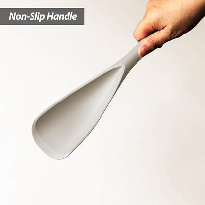 Cooking Spoon for Nonstick Cookwares, VOVOLY Silicone Spoon for Mixing, Scoop, and Scrape,Seamless Design, 12.6'', 2 Pack, Khaki