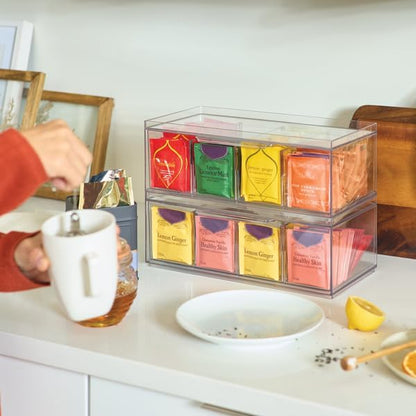 iDesign XL Storage Drawer Organizer for Counter or Cabinet, 4-Section, Clear, 4-Pack