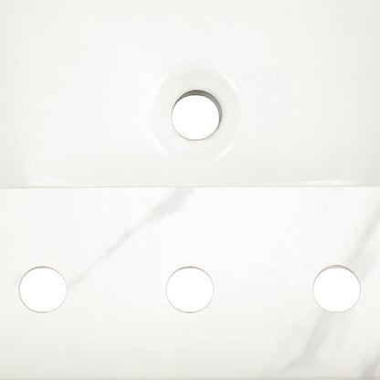 MSI Calacatta Lumas Vanity Top with Under Mount Rectangle Ceramic Sinks, Engineered Marble Stone, 4" CC Faucet Holes, 31"X22"