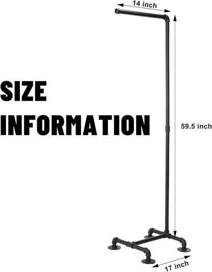Hoolerry Industrial Pipe Clothing Rack 59.5'' Dress Hanger Coat Racks MultiPurpose Free Standing Industrial Closet Rod Standing Iron Garment Bar for Retail Vendor Closet Storage Display Hanging, Black