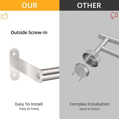 MKO Towel Rod for Bathroom, 16 Inch Heavy Duty Bath Hand Towel Holder Rod, Single Towel Bar Wall Mounted, Brushed Nickel