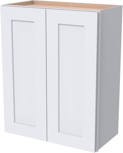 Wall-Mounted Cabinet – Solid Wood Shaker Style Medicine Cabinet with Adjustable Shelves & Soft-Close Doors for Bathroom, Kitchen, and Office Storage (White, 36" W x 12" D x 30" H)