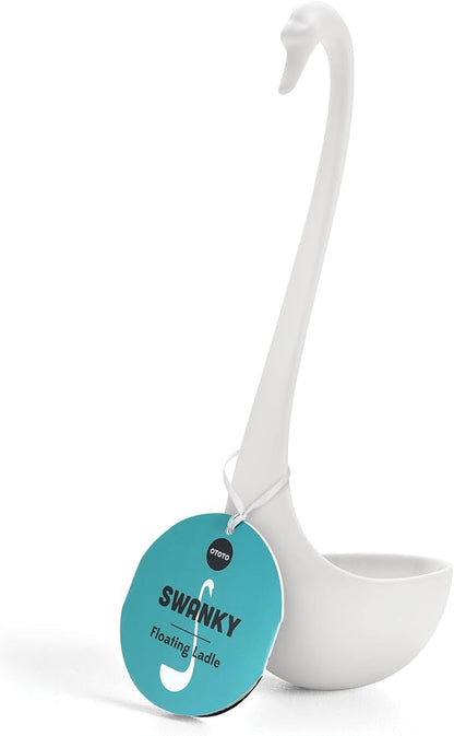 OTOTO Swanky Swan Soup Ladle- Silicone Soup Spoon, BPA-Free, Heat Resistant Soup Ladles For Serving & Cooking - Cute Kitchen Accessories, Unique Kitchen Gifts, Fun Cooking Gadgets (White)