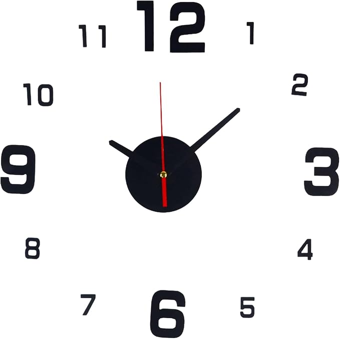 OceeK DIY Wall Clock, Modern Silent Non-Ticking, Battery Operated, 3D Quality Quartz Frameless Wall Closks,8-15" Round