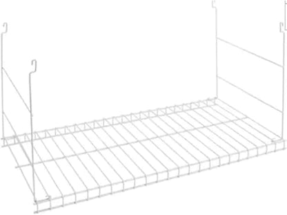 Rubbermaid Universal Closet 24 Inch Long Durable Steel Custom Wire Hanging Added Storage Shelf Accessory, White