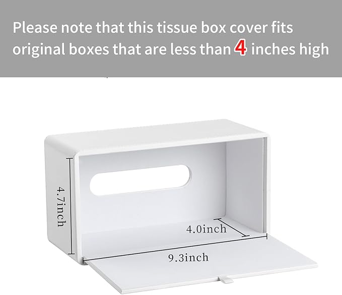MEIBOOCH PU Leather Tissue Box Cover for 120(3-Ply)/ 160(2-Ply) Count Box of Tissues, Rectangle Tissue Box Holder for Bathroom Bedroom Living Room Office (Cream-White)