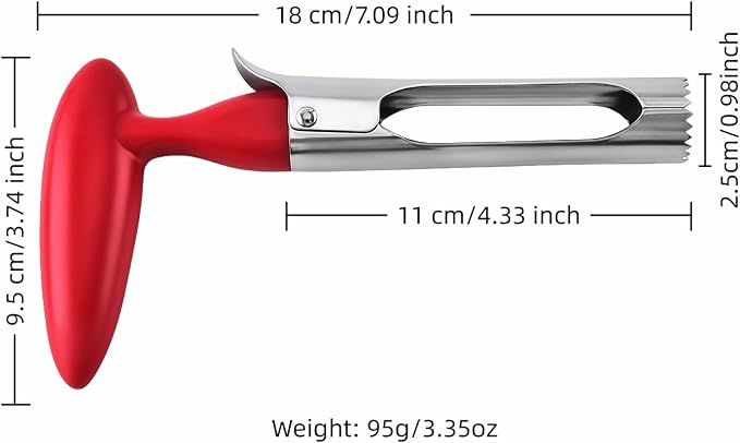 Premium Stainless Steel Apple Corer - Easy Use & Dishwasher Safe, Multi-Fruit Core Remover with Ergonomic Handle for Apples, Pears, Tomatoes & Cupcakes | Durable Kitchen Tool (Red)