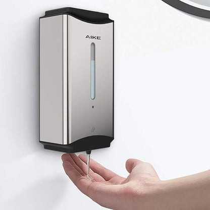 AIKE Automatic Soap Dispenser Commercial Wall Mounted Liquid Dispenser Polished Stainless Steel Finish 1100ml Large Capacity